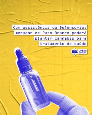 Imagem com fundo amarelo e figura de uma mão segurando um recipiente em conta-gotas com um óleo. Acima da figura está o título escrito em letras azul e fundo branco. 