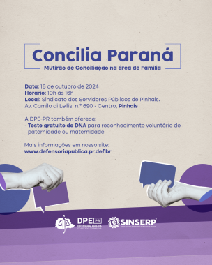Imagem do banner de divulgação do mutirão Concilia Paraná em Pinhais.
