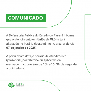 comunicado com o fundo branco e detalhes em verde claro