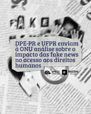 Imagem com arte gráfica, com recortes de jornal, sob título e logos da DPE-PR e do NUCIDH.
