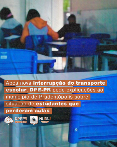 Imagem com foto de sala de aula, em que algumas cadeiras estão vazias.