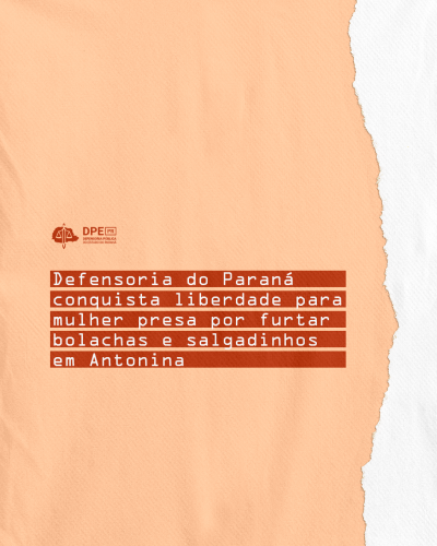 Imagem com o fundo em tom de alaranjado e textura de papel. Ao lado direito, a imagem de um papel rasgado. Ao cento, o título da matéria junto do logo da Defensoria