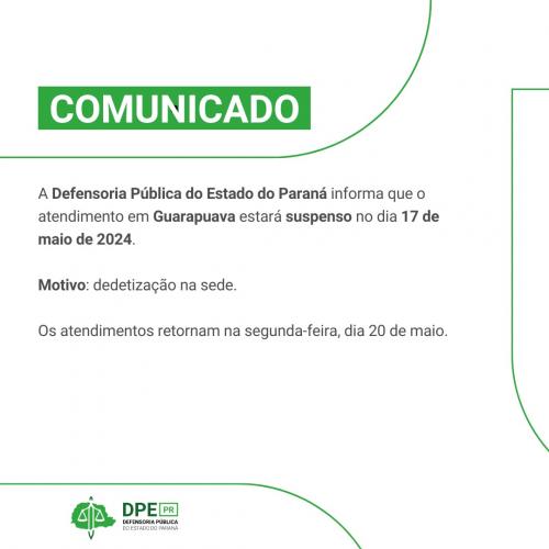 Arte com o texto do comunicado de suspensão.