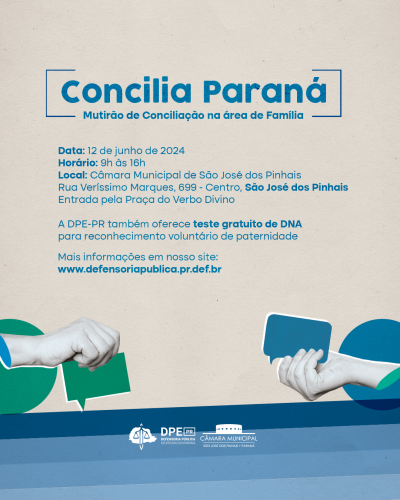 Imagem com banner de divulgação do mutirão Concilia Paraná,