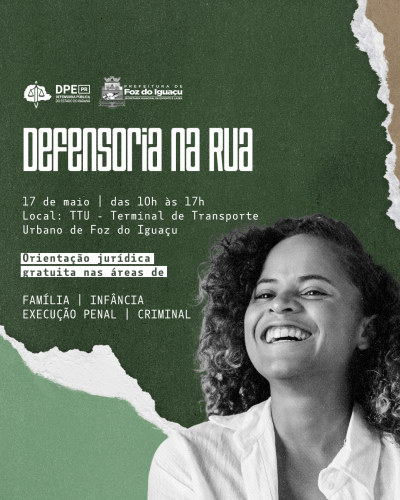 Imagem com banner de divulgação do mutirão Defensoria na Rua.