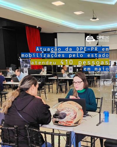 Imagem com foto de atendimento da DPE-PR no programa Justiça no Bairro.