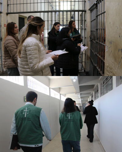 Imagem com foto das inspeções realizadas pelos novos(as) defensores(as) públicos(as) do Paraná.