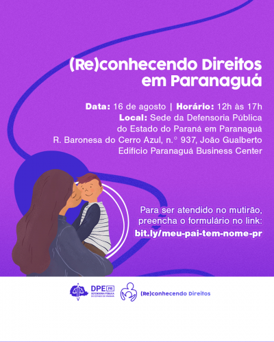 Imagem de uma mãe dando um beijo na bochecha no filho que está em seu colo. Fundo roxo.