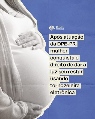 Imagem de uma mulher grávida com as mãos na barriga saliente.