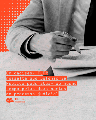 Imagem em preto e branco de um recorte de um homem de terno, escrevendo em um papel. O fundo é laranja e tem bolinhas cinza. O título sobrepõe a imagem com um fundo laranja.