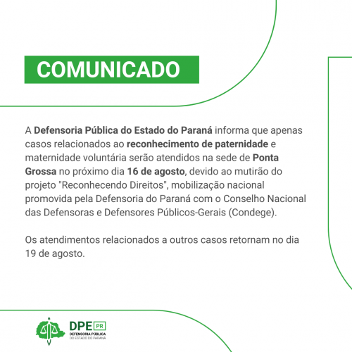 Imagem em formato de comunicado. A imagem tem o fundo branco com detalhes em verde.