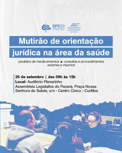 Imagem do banner de divulgação do mutirão de saúde na Assembleia Legislativa do Paraná.
