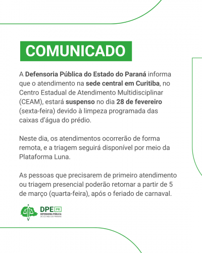Comunicado com o fundo branco e itens e detalhes em verde