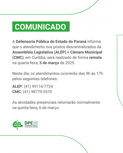 Imagem em formato de comunicado, com o fundo branco e itens em verde claro