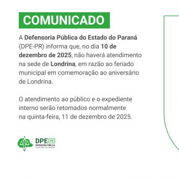 Imagem com o fundo branco e escritas em preto, em que relata o feriado em Londrina no dia 10 de dezembro.