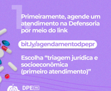1. Primeiramente, agende um atendimento na Defensoria por meio do link https://agendamento.defensoria.pr.def.br/   Escolha “triagem jurídica e socioeconômica (primeiro atendimento)”