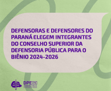 Imagem com fundo em verde claro e textura de papel com algumas linhas orgânicas em um verde mais escuro. Ao centro, um balão de fala em tom de bêge, no balão, o título da matéria. Abaixo, o logo da Defensoria.