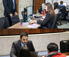 Imagem com foto de atendimento no posto da DPE-PR na ALEP.