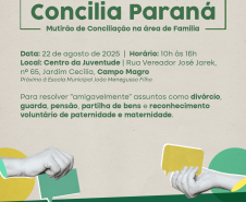 Arte com informações sobre o Mutirão. 