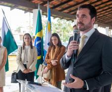 O DPG Matheus Munhoz discursa durante a inauguração. 