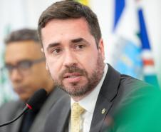 O DPG Matheus Munhoz discura na inauguração.