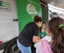 Van de Direitos em ação durante o atendimento às vítimas do tornado em Rio Bonito do Iguaçu.