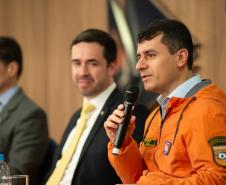 Chefe da Defesa civil discursa no evento.