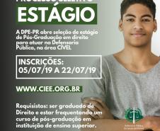 DPE-PR abre vagas de estágio para graduação e pós em Curitiba
