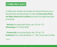 Comunicado - Execução Penal | Curitiba