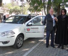 O diretor-presidente do Instituto de Terras, Cartografia e Geociências (ITCG), Amilcar Cabral, a defensora pública-geral do Estado, Josiane Lupion, e o Secretário de Estado do Meio Ambiente e Recursos Hídricos, Luiz Eduardo Cheida.