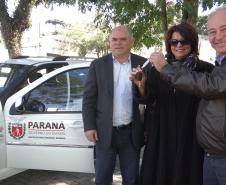 O diretor-presidente do Instituto de Terras, Cartografia e Geociências (ITCG), Amilcar Cabral, a defensora pública-geral do Estado, Josiane Lupion, e o Secretário de Estado do Meio Ambiente e Recursos Hídricos, Luiz Eduardo Cheida.