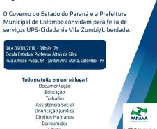 Feira de serviços em Colombo promete levar atendimento gratuito à população da cidade.