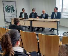 A partir da esquerda: Nicholas Moura e Silva (coordenador de Planejamento), Paulo Cinquetti Neto (chefe de Gabinete da Defensoria Pública-Geral), Eduardo Pião Ortiz Abraão (defensor público-geral) e Matheus Cavalcanti Munhoz (subdefensor público-geral). 