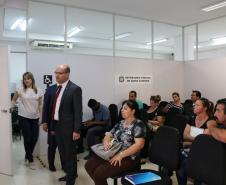 O defensor público-geral Eduardo Abraão e defensor público-geral do estado de Rondônia, Marcus Edson de Lima, foram recepcionados pela subdefensora pública-geral Ana Carolina Dihl Cavalin e levados para conhecer a sede.