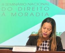Olenka Lins, coordenadora do NUFURB e vice coordenadora da Comissão Especial do Direito Social à Moradia e Questões Fundiárias do Colégio Nacional de Defensores Públicos-Gerais (CONDEGE). A defensora também é coordenadora da Comissão Especial de Mobilidade urbana, moradia e questões fundiárias da ANADEP.