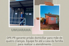 DPE-PR garante prisão domiciliar para mãe de quatro crianças. Equipe foi até a casa da família para realizar o atendimento
