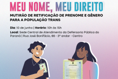 Meu nome, meu direito - mutirão de retificação de prenome e gênero para a população trans