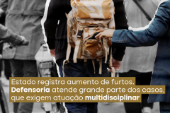 Estado registra aumento de furtos. Defensoria atende grande parte dos casos, que exigem atuação multidisciplinar