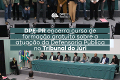 Imagem com fotos do curso sobre a atuação da Defensoria Pública no Tribunal do Júri.