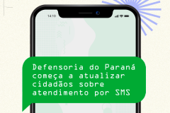 Imagem com um fundo branco emulando papel, e de destaque, um celular estilizado com um balão de mensagem verde, contendo o título da matéria.