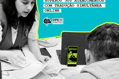 Arte sobre imagem mostra atendimento de assistido da DPE-PR em Libras utilizando a plataforma Icon.  