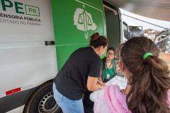 Van de Direitos em ação durante o atendimento às vítimas do tornado em Rio Bonito do Iguaçu.