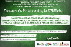DPU, NUCIDH, NUDIJ E NUPOVOS PROMOVERÃO ENCONTRO COM AS COMUNIDADES TRADICIONAIS DO ESTADO DO PARANÁ