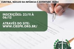 Na imagem vemos uma mão segurando uma canete muito próxima a uma folha de papel, como se estivesse prestes a escrever algo. No canto inferior direito vemos a logo da DPPR, na parte superior e meio da imagem temos informações sobre a vaga.