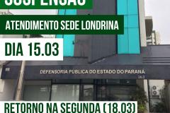 Suspensão de atendimentos na sede da DPPR em Londrina