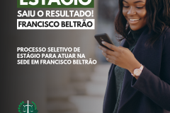 Nesta quinta-feira (25), a Defensoria Pública do Estado do Paraná divulgou o resultado do processo seletivo de estágio de graduação em Direito para atuar na sede da DPE-PR em Francisco Beltrão, referente ao Edital n° 089/2019.
Confira a lista dos(as) classificados(as) aqui.