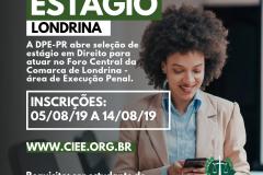 DPE-PR abre vaga de estágio em Londrina