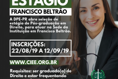 DPE-PR abre vagas de estágio em Francisco Beltrão