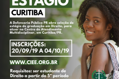 Defensoria Pública PR abre vaga de estágio em Curitiba