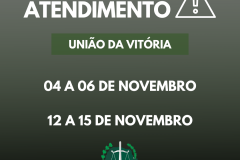 Entre os dias 04 a 06 de novembro e 12 a 15 do mesmo mês